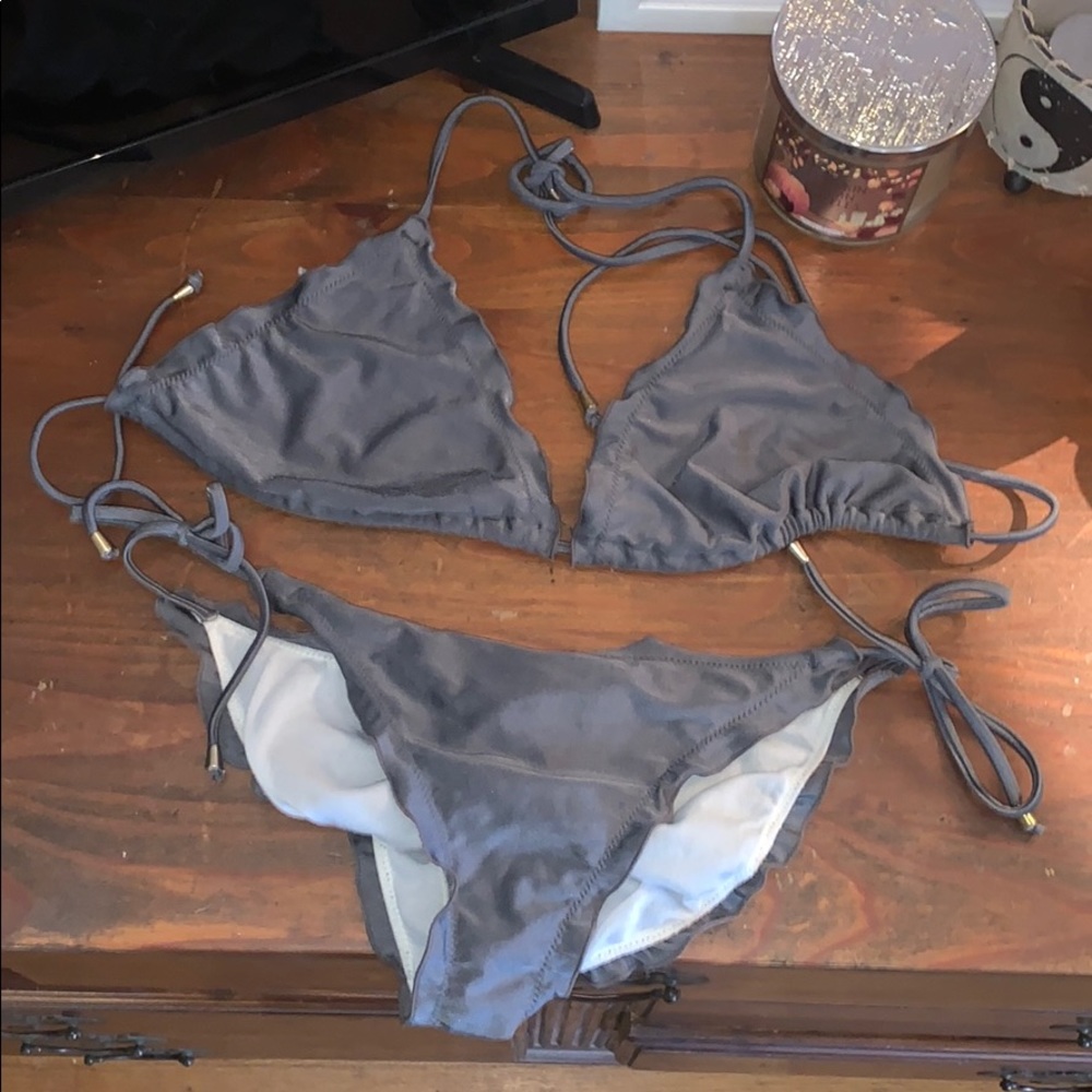 Grey bikini ruched bottoms